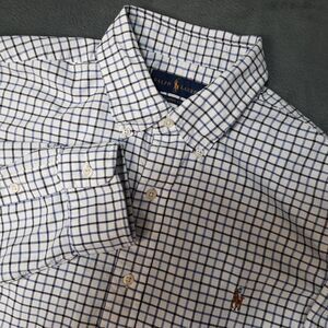Polo Ralph Lauren Shirt Mens Large White Plaid Tattersall Check Flesh Pony